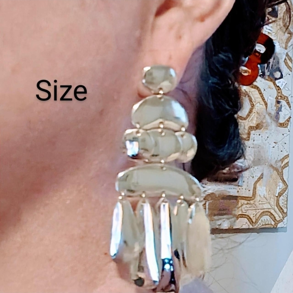 2 - PAIR - Elegant Gold and Silver Dangle Earrings